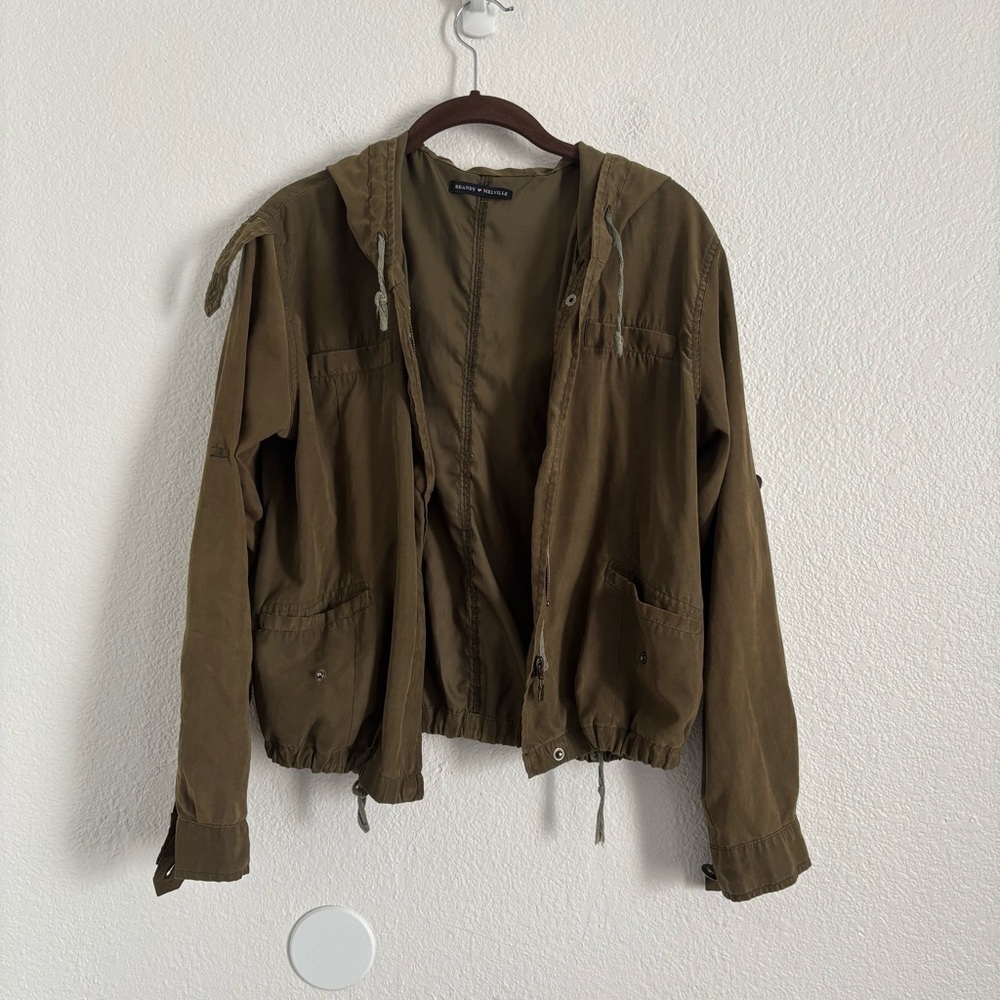 Brandy Melville Women's One Size Green Lightweight Full Zip Jacket